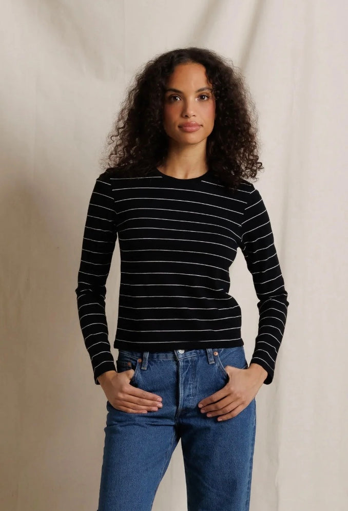 perfectwhitetee Lisa Long Sleeve Stripe Top