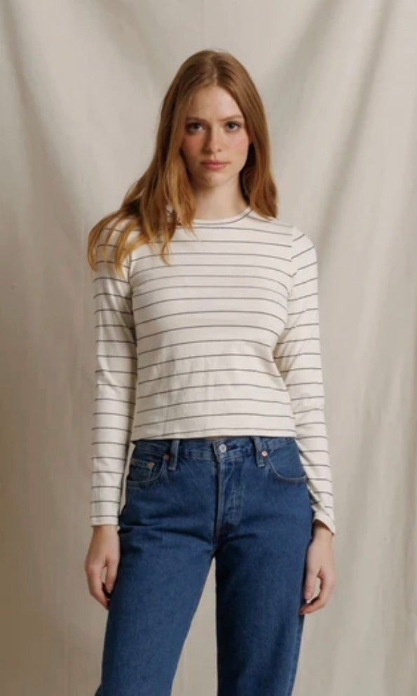 perfectwhitetee Lisa Long Sleeve Stripe Top