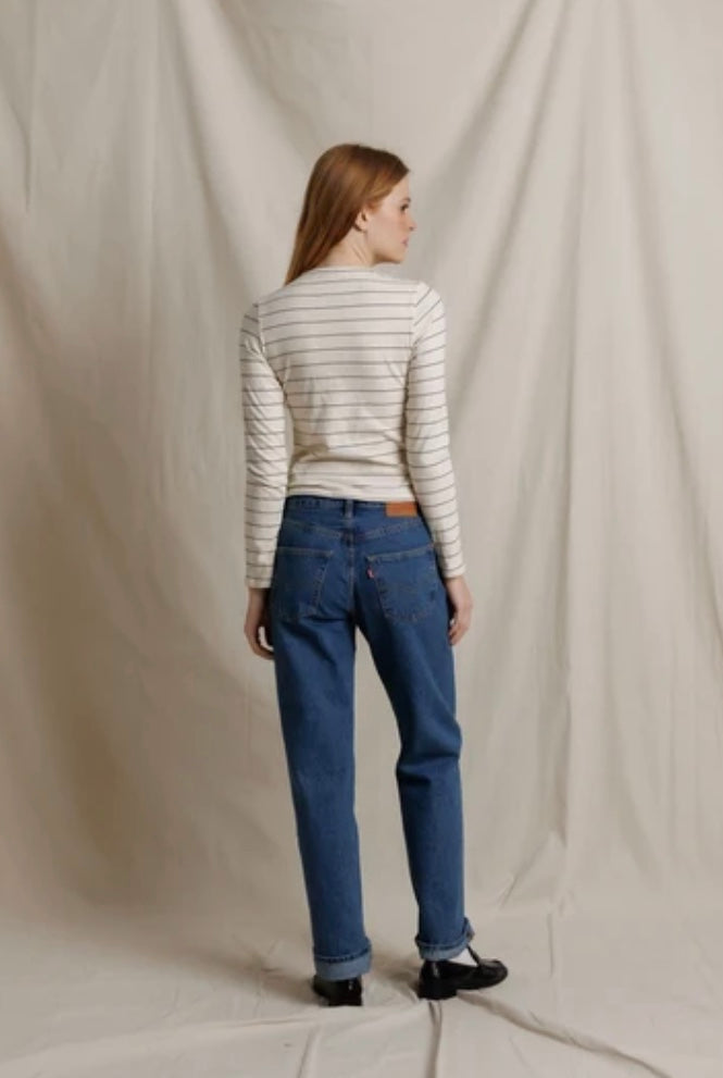 perfectwhitetee Lisa Long Sleeve Stripe Top