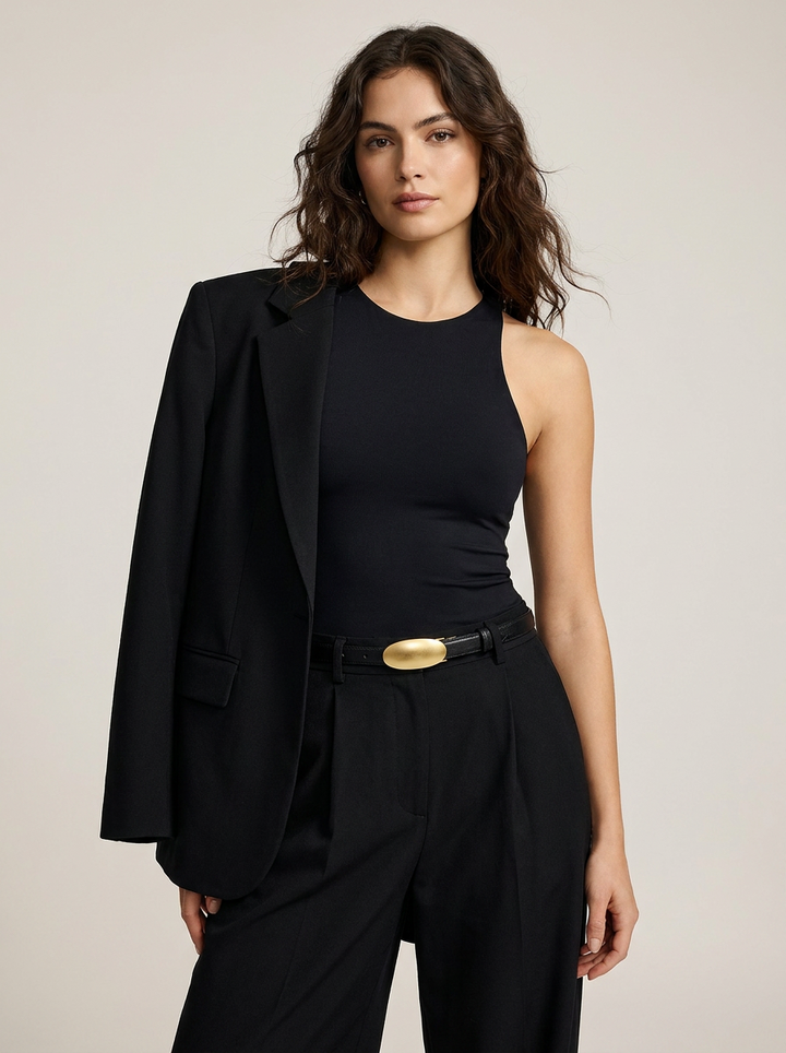 Laurel &amp; Gold Harlow Belt in Black and Satin Antique Gold