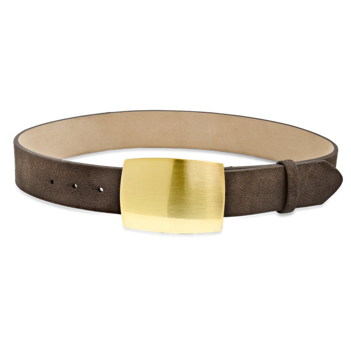 Laurel &amp; Gold Archer Belt in Chocolate Suede and Brushed Gold