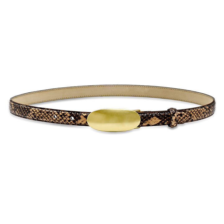 Laurel &amp; Gold Harlow Toffee Snake Print Leather Belt