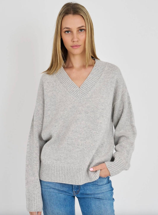 Archer Cashmere Jake Ryan Cashmere Boyfriend V-Neck - Molten Blu
