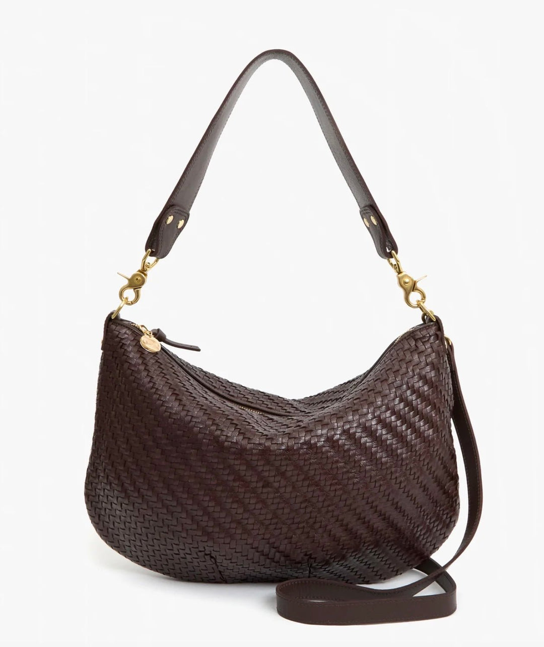 Clare V. Moyen Messenger - Chocolate Woven Zig-Zag - Molten Blu