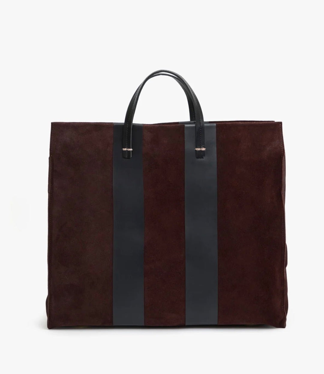 Clare V. Simple Tote - Truffle Suede with Racing Stripes - Molten Blu
