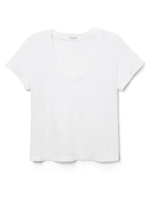 perfectwhitetee Hendrix Cotton Boxy V Neck Tee - Molten Blu