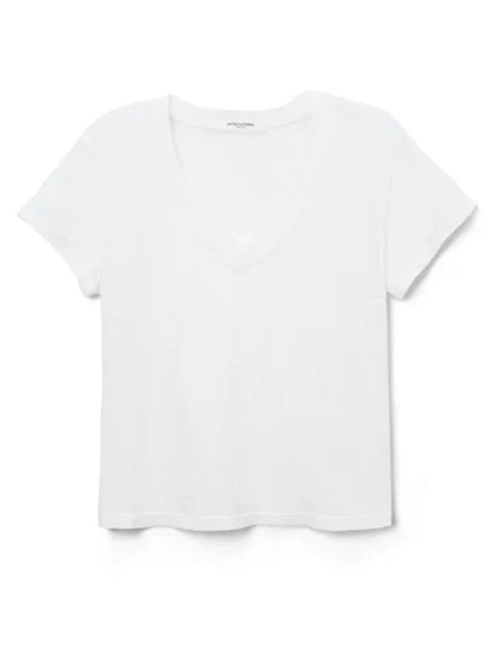 perfectwhitetee Hendrix Cotton Boxy V Neck Tee - Molten Blu