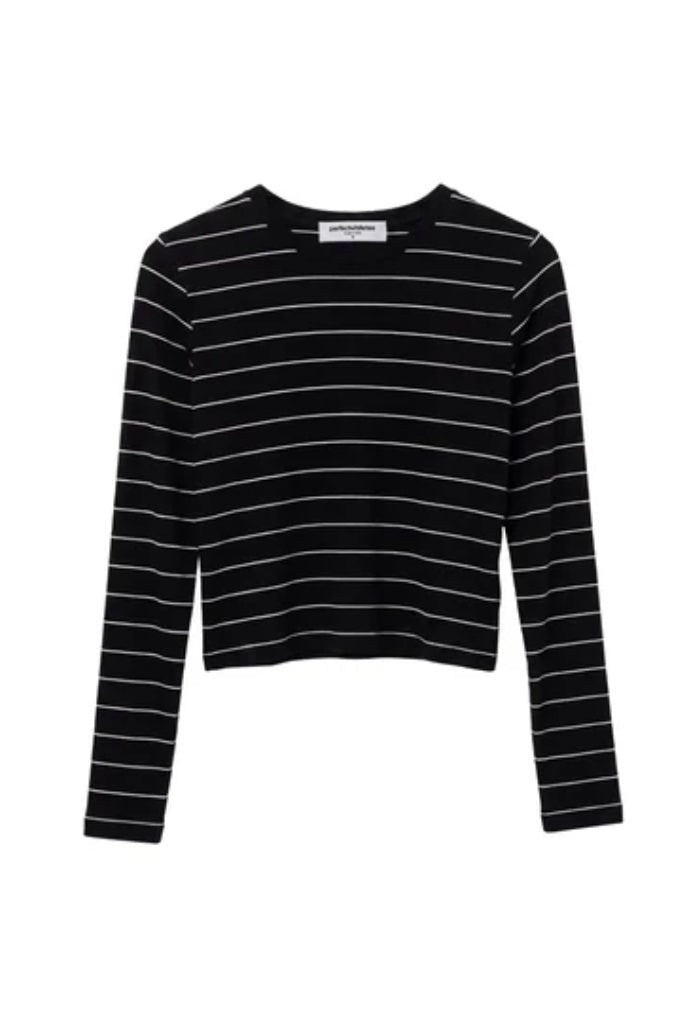 perfectwhitetee Lisa Long Sleeve Stripe Top - Molten Blu