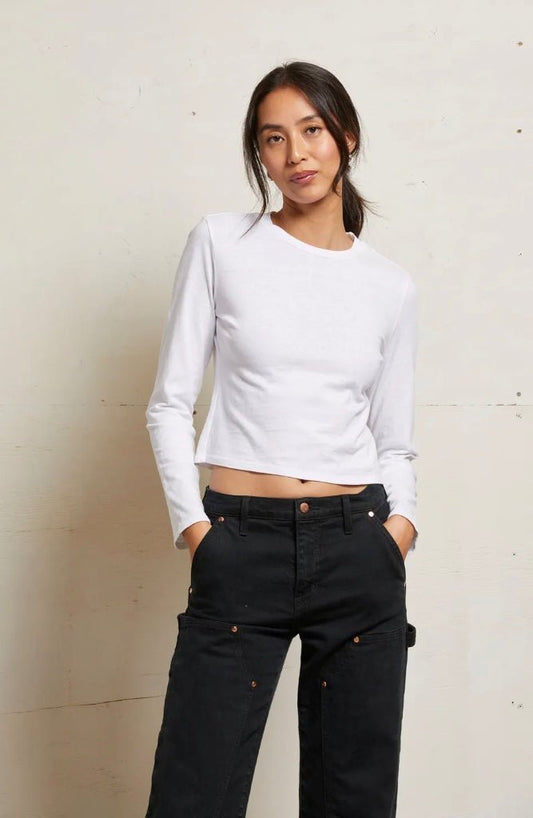 perfectwhitetee Lisa Recycled Cotton Long Sleeve Tee - Molten Blu