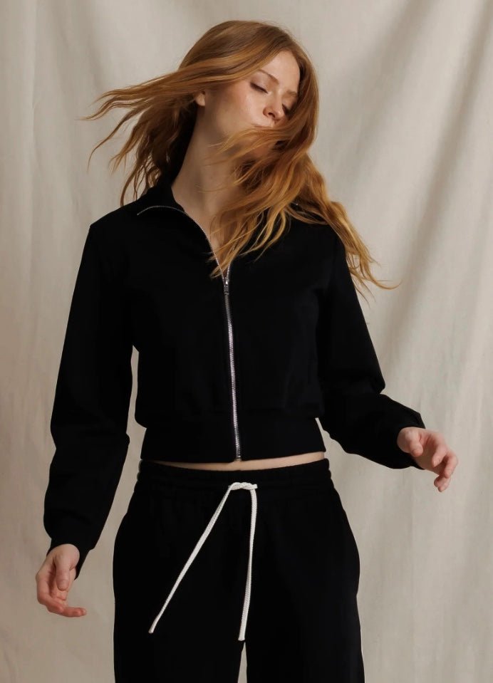 perfectwhitetee Milana Travel Cropped Track Jacket - Molten Blu