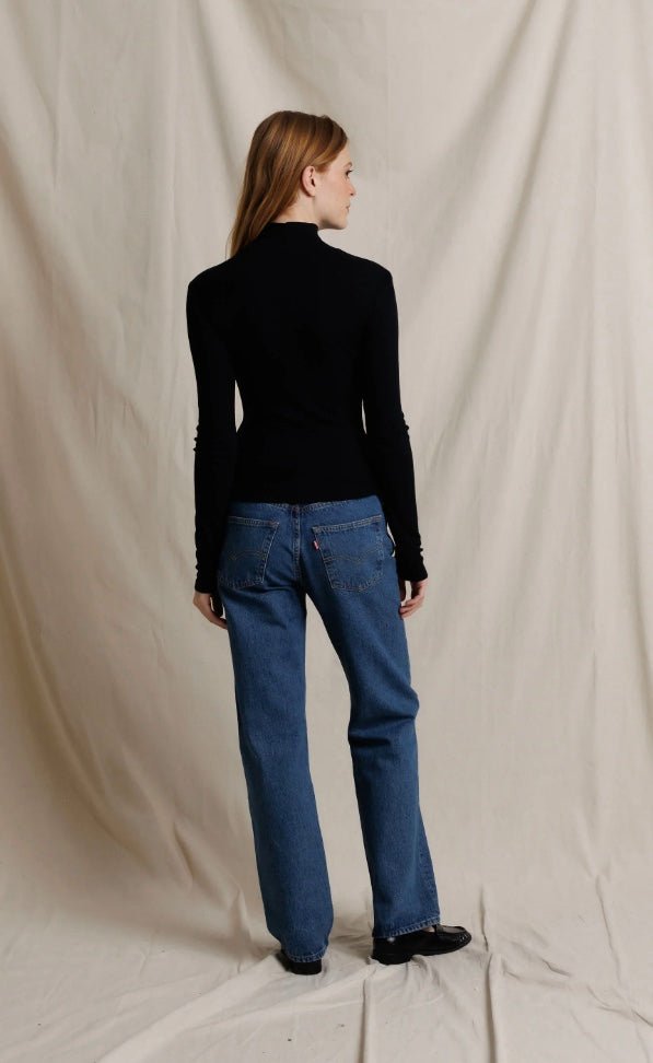 perfectwhitetee Tati Micro Modal Ribbed Turtleneck - Molten Blu