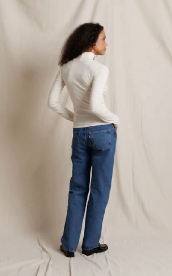 perfectwhitetee Tati Micro Modal Ribbed Turtleneck - Molten Blu