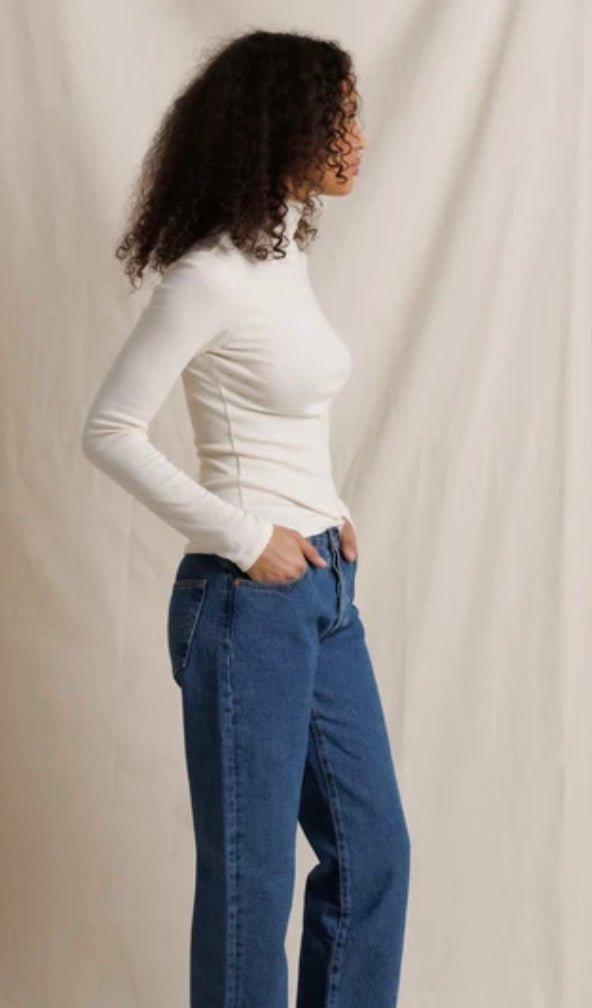 perfectwhitetee Tati Micro Modal Ribbed Turtleneck - Molten Blu