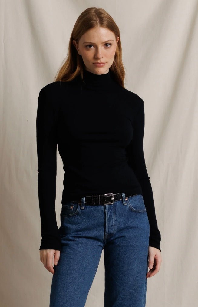perfectwhitetee Tati Micro Modal Ribbed Turtleneck - Molten Blu