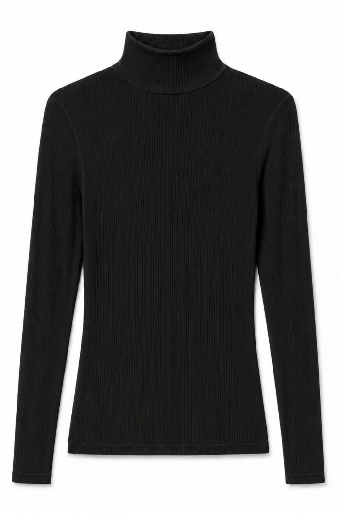 perfectwhitetee Tati Micro Modal Ribbed Turtleneck - Molten Blu