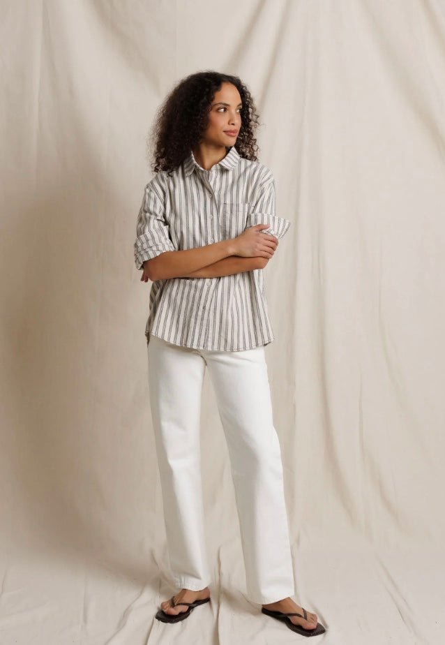 perfectwhitetee Teresa Cotton Flannel Oversized Button Down - Molten Blu