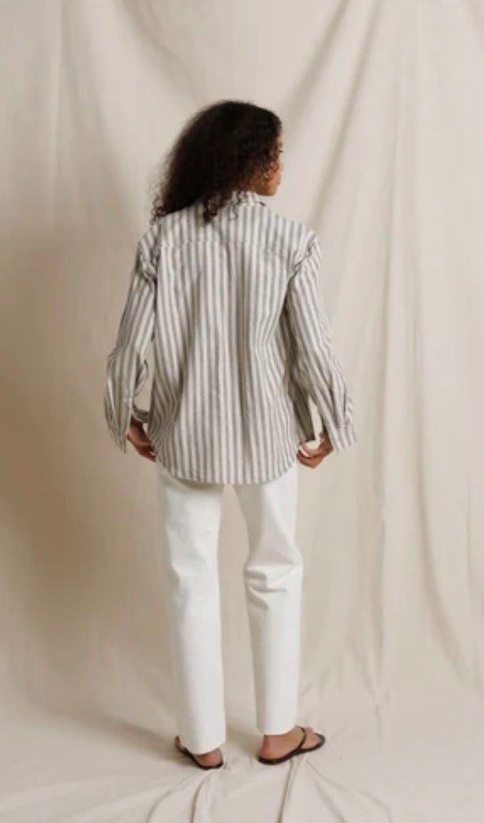 perfectwhitetee Teresa Cotton Flannel Oversized Button Down - Molten Blu