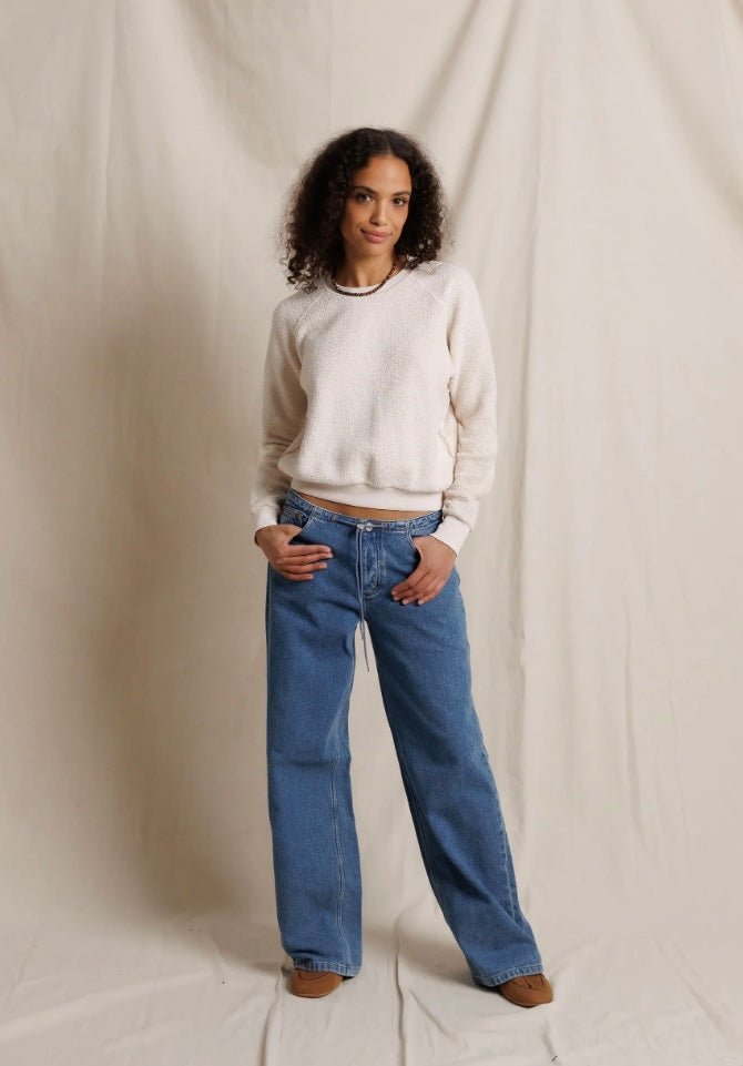 perfectwhitetee Ziggy Reverse Fleece Crewneck Sweatshirt - Molten Blu